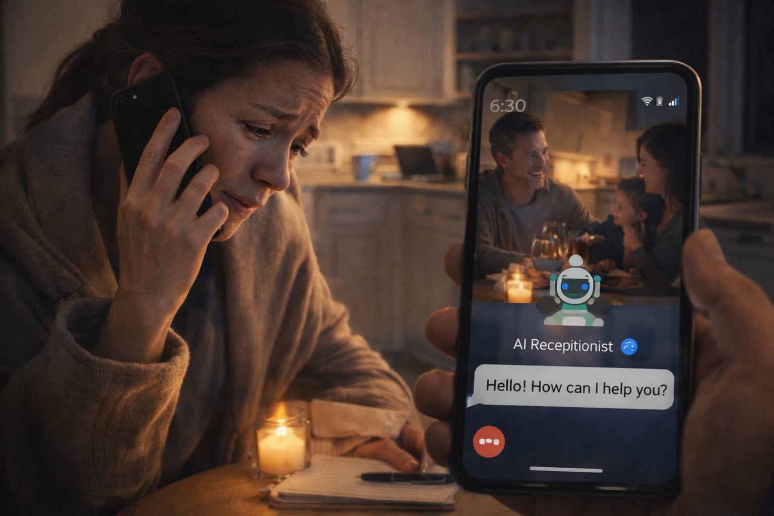 Patient calling clinic after hours while AI receptionist answers - Hello! How can I help you?
