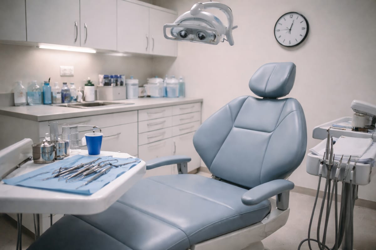 Empty treatment chair in a prepared clinic room - a no-show appointment costing revenue